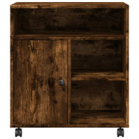 Produktbild för Skrivarställ med hjul rökfärgad ek 60x50x67 cm