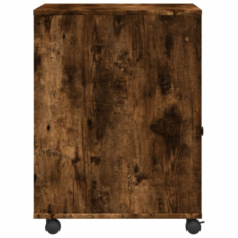 Produktbild för Skrivarställ med hjul rökfärgad ek 60x50x67 cm