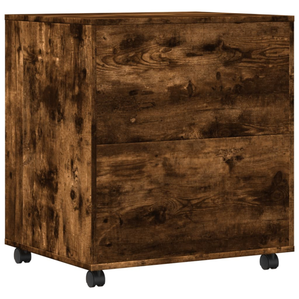 Produktbild för Skrivarställ med hjul rökfärgad ek 60x50x67 cm