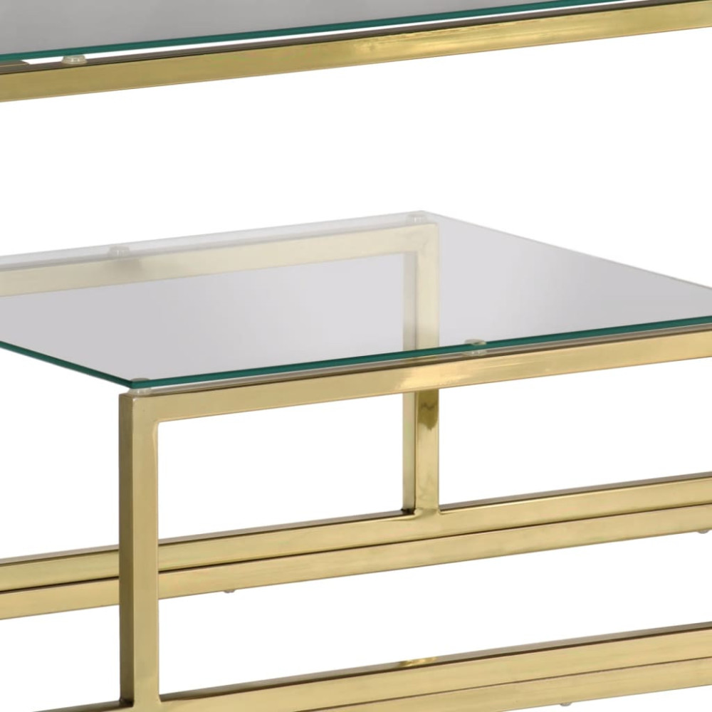 Produktbild för Konsolbord guld rostfritt stål och härdat glas