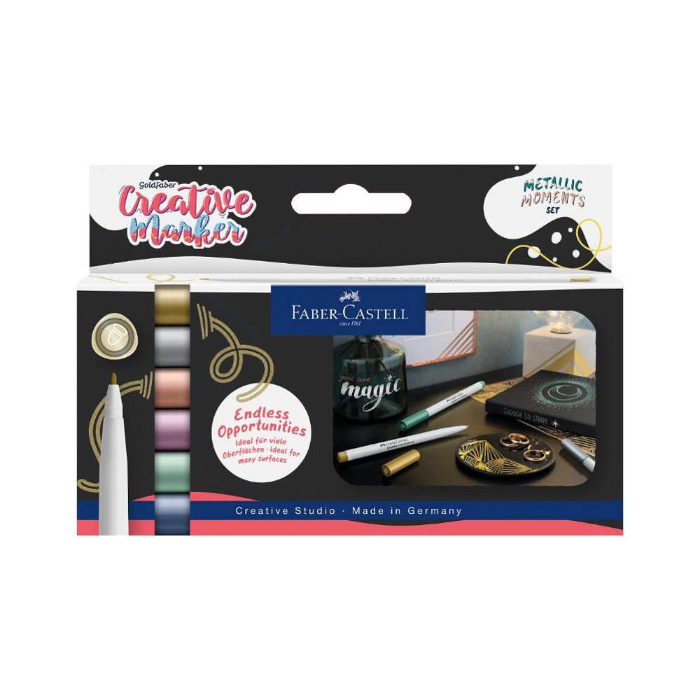 Produktbild för Fiberpenna FABER CASTELL Metallics 6/fp