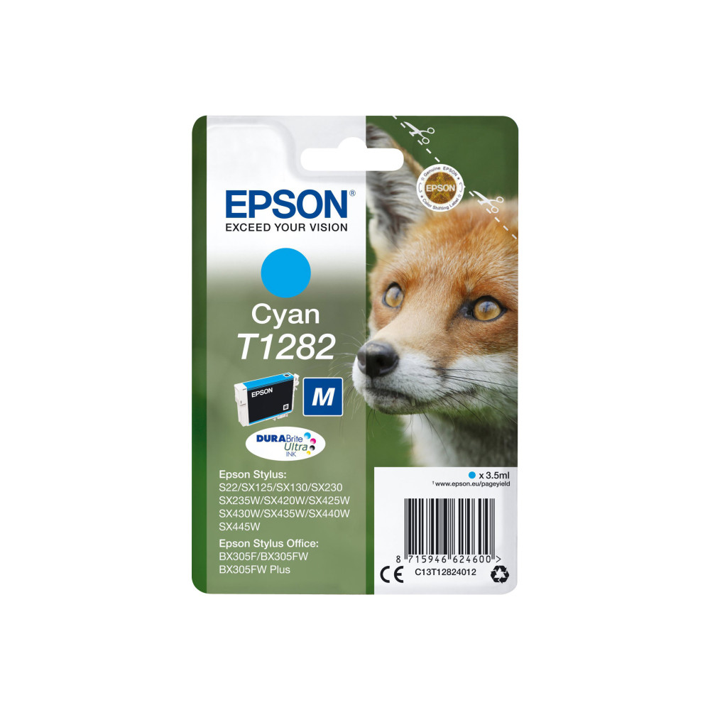Produktbild för Epson T1282 - M-storlek - cyan - original - bläckpatron
