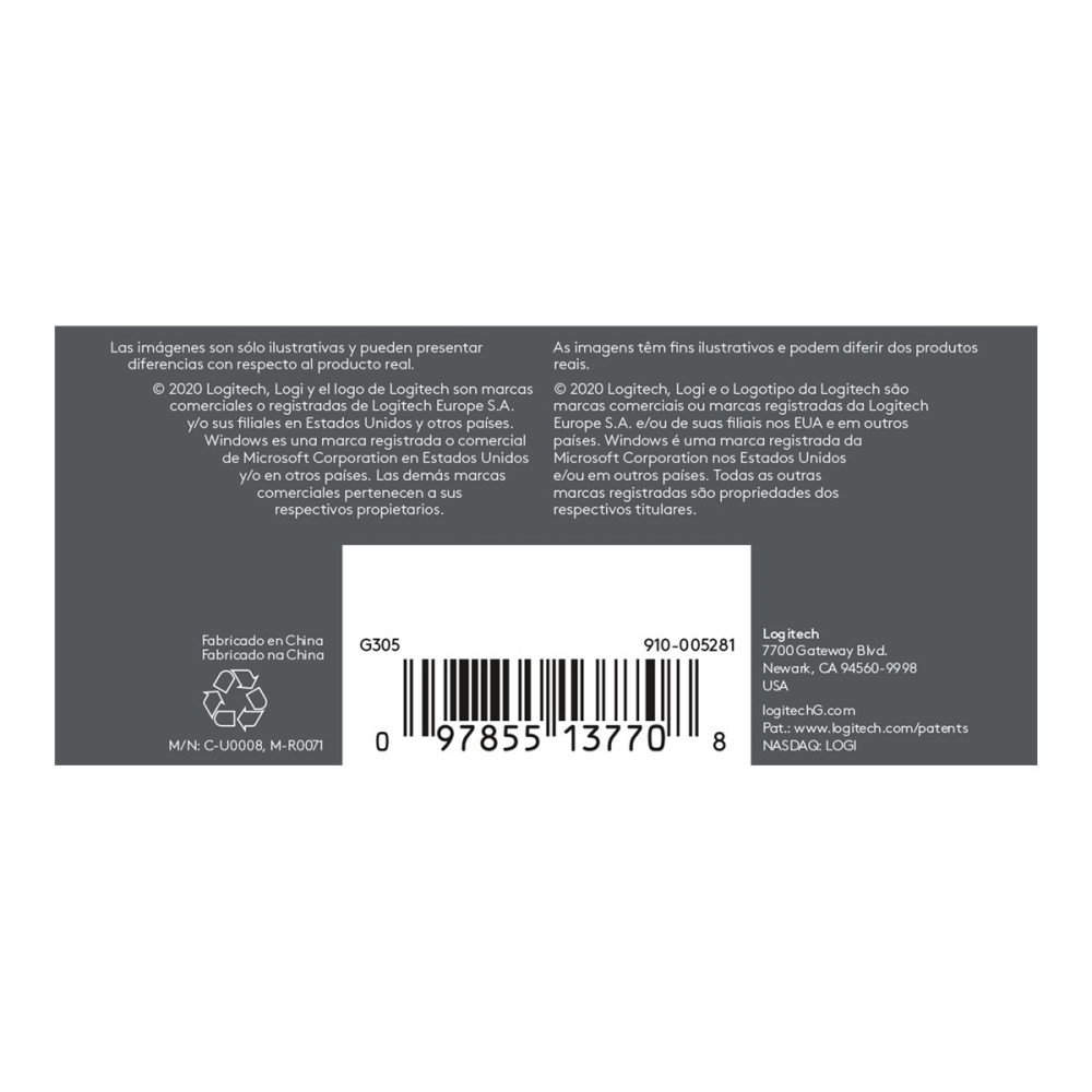 Produktbild för Logitech G G305 - mus - 2.4 GHz - svart
