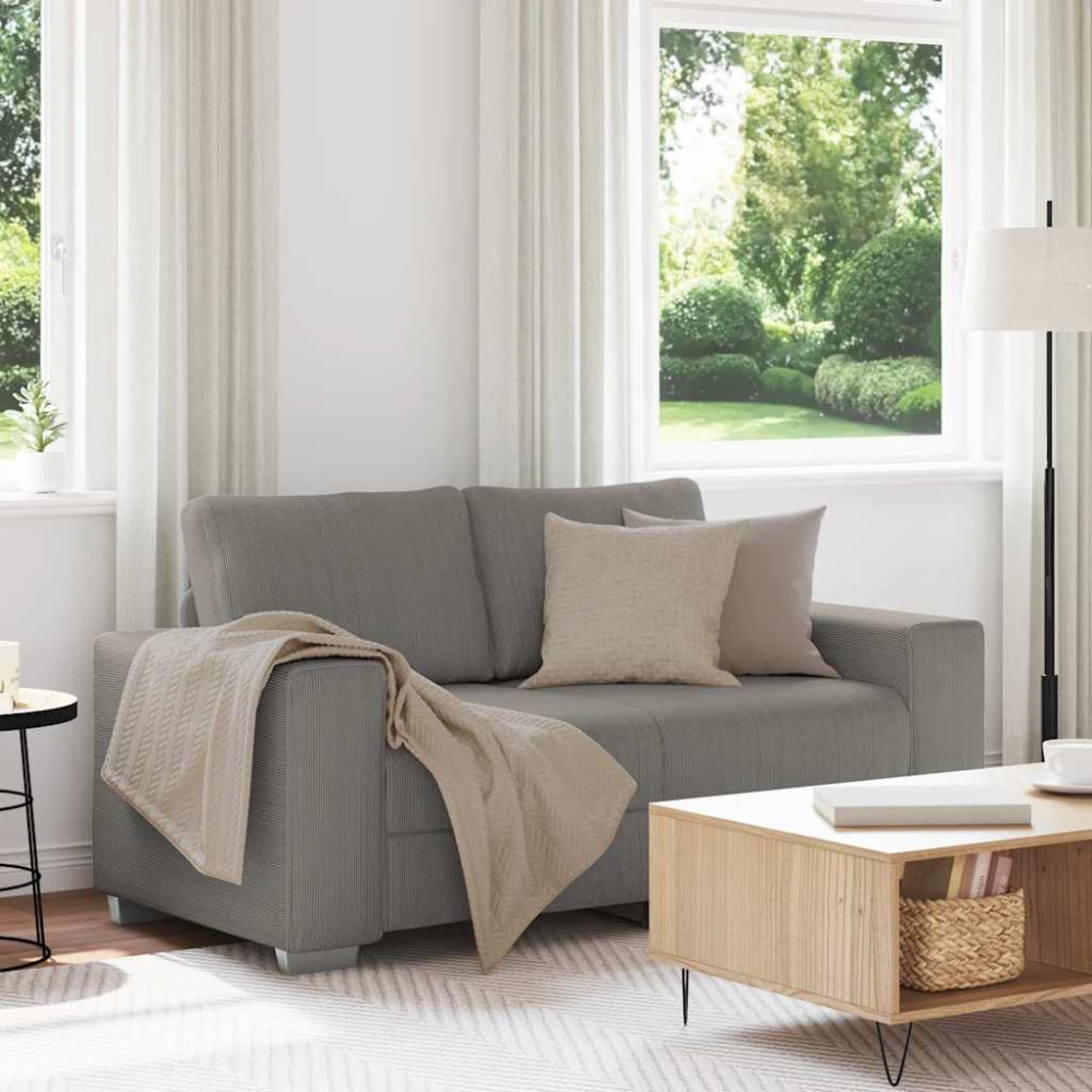 Produktbild för Loveseat soffa ljusgrå 160x77x82 cm manchestertyg