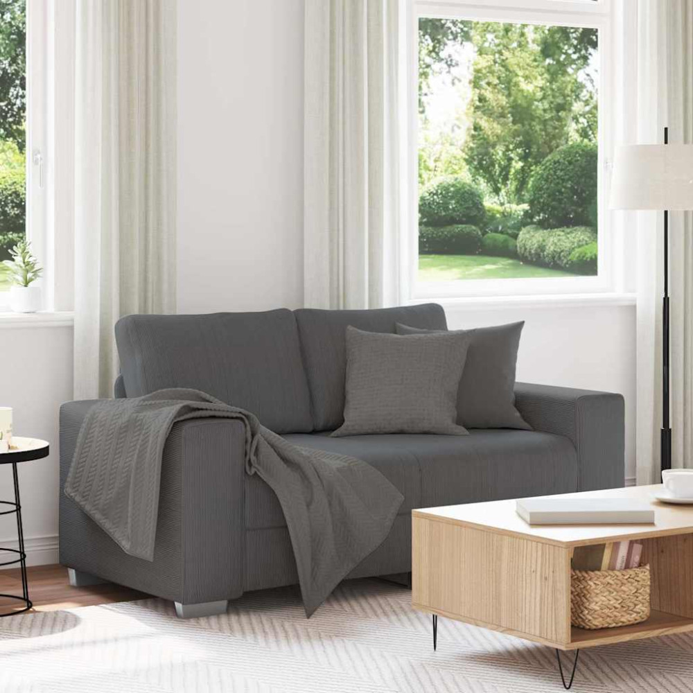 Produktbild för Loveseat soffa mörkgrå 160x77x82 cm manchestertyg