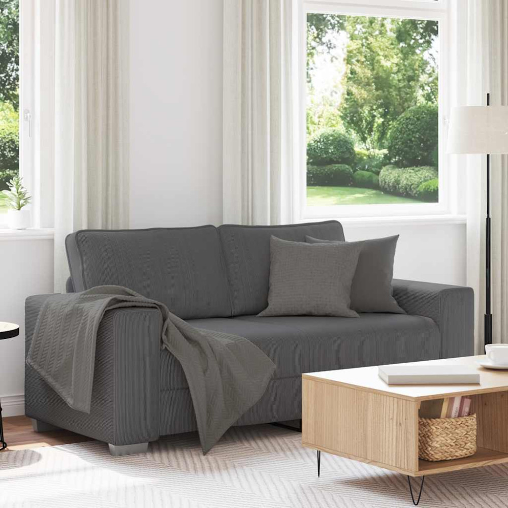 Produktbild för Loveseat soffa mörkgrå 180x77x82 cm manchestertyg