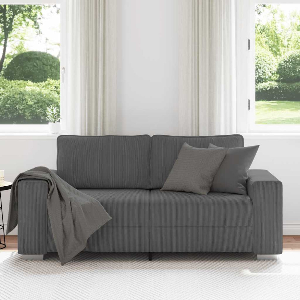 Produktbild för Loveseat soffa mörkgrå 180x77x82 cm manchestertyg