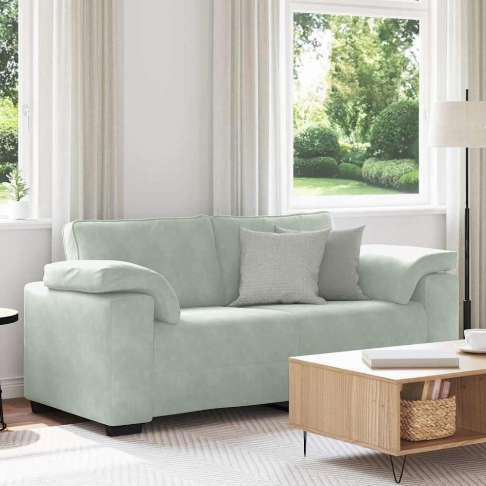 Produktbild för Loveseat soffa ljusgrå 180x77x82 cm sammet