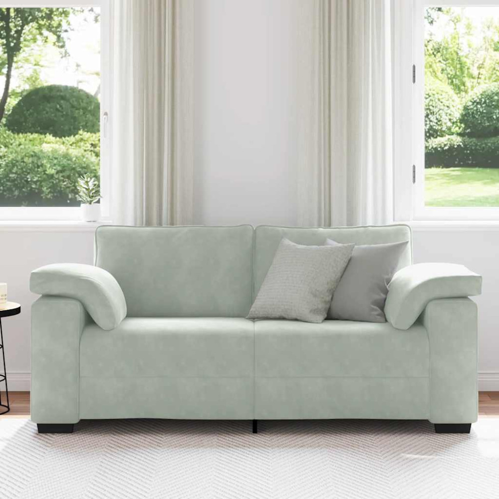 Produktbild för Loveseat soffa ljusgrå 180x77x82 cm sammet