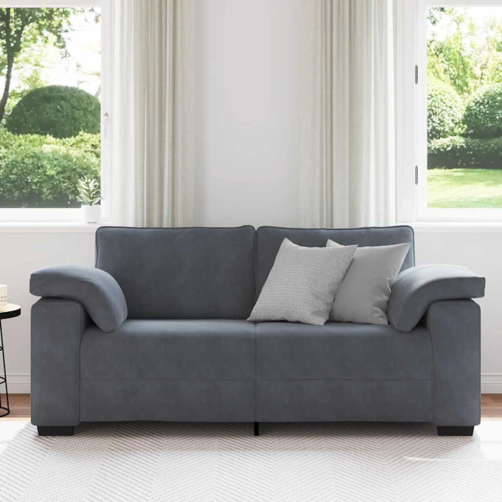 Produktbild för Loveseat soffa mörkgrå 180x77x82 cm sammet