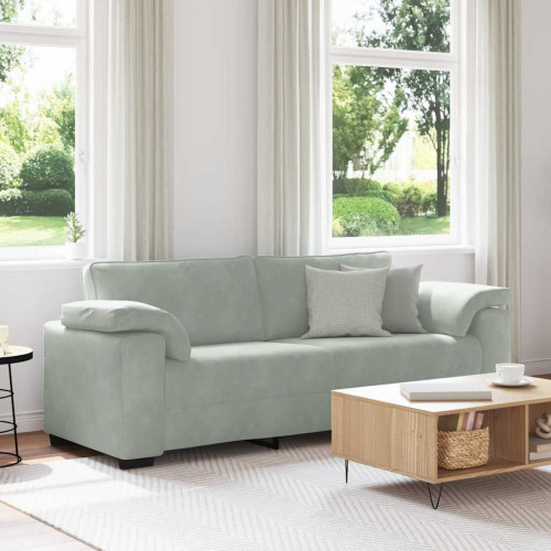 vidaXL 3-sitssoffa ljusgrå 220x77x82 cm sammet