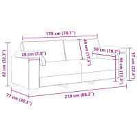 Produktbild för 3-sitssoffa ljusgrå 220x77x82 cm sammet