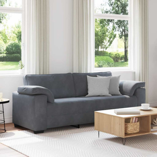 vidaXL 3-sitssoffa mörkgrå 220x77x82 cm sammet