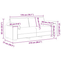 Produktbild för 3-sitssoffa mörkgrå 220x77x82 cm sammet