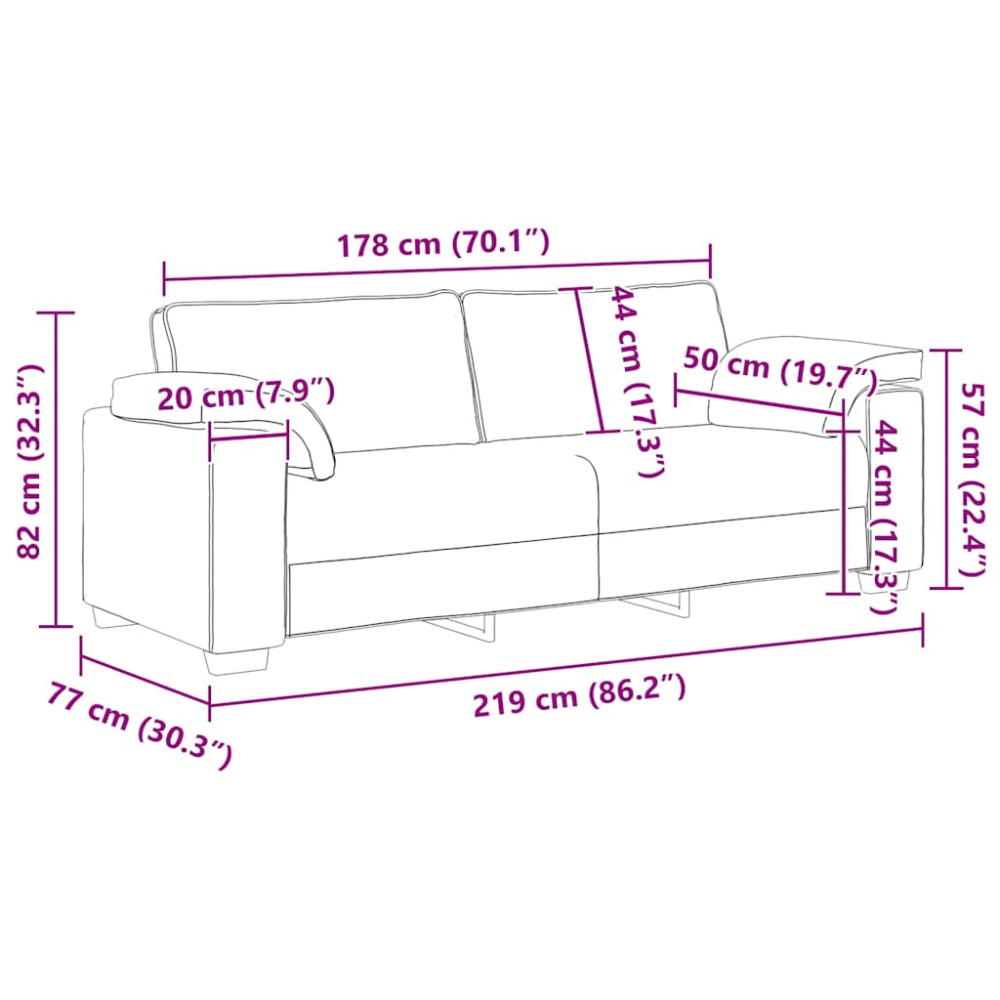 Produktbild för 3-sitssoffa svart 220x77x82 cm sammet