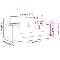 Produktbild för 3-sitssoffa svart 220x77x82 cm sammet
