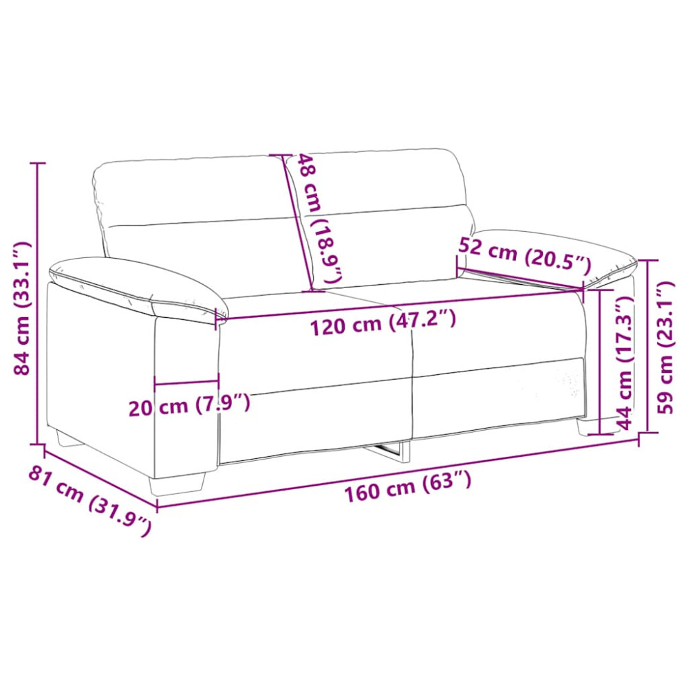 Produktbild för 2-sitssoffa svart 160x81x84 cm tyg