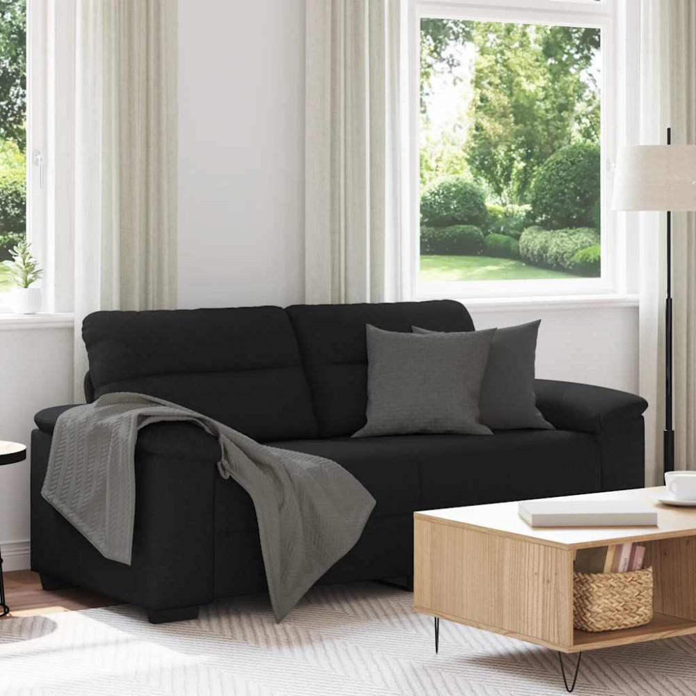 Produktbild för 2-sitssoffa svart 180x81x84 cm tyg