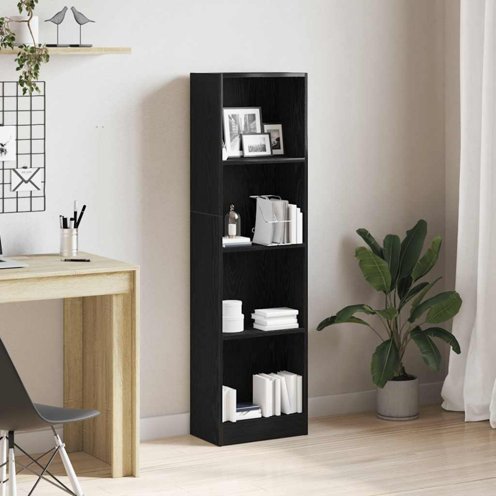 Produktbild för Bokhylla svart ek 40x24x143 cm konstruerat trä
