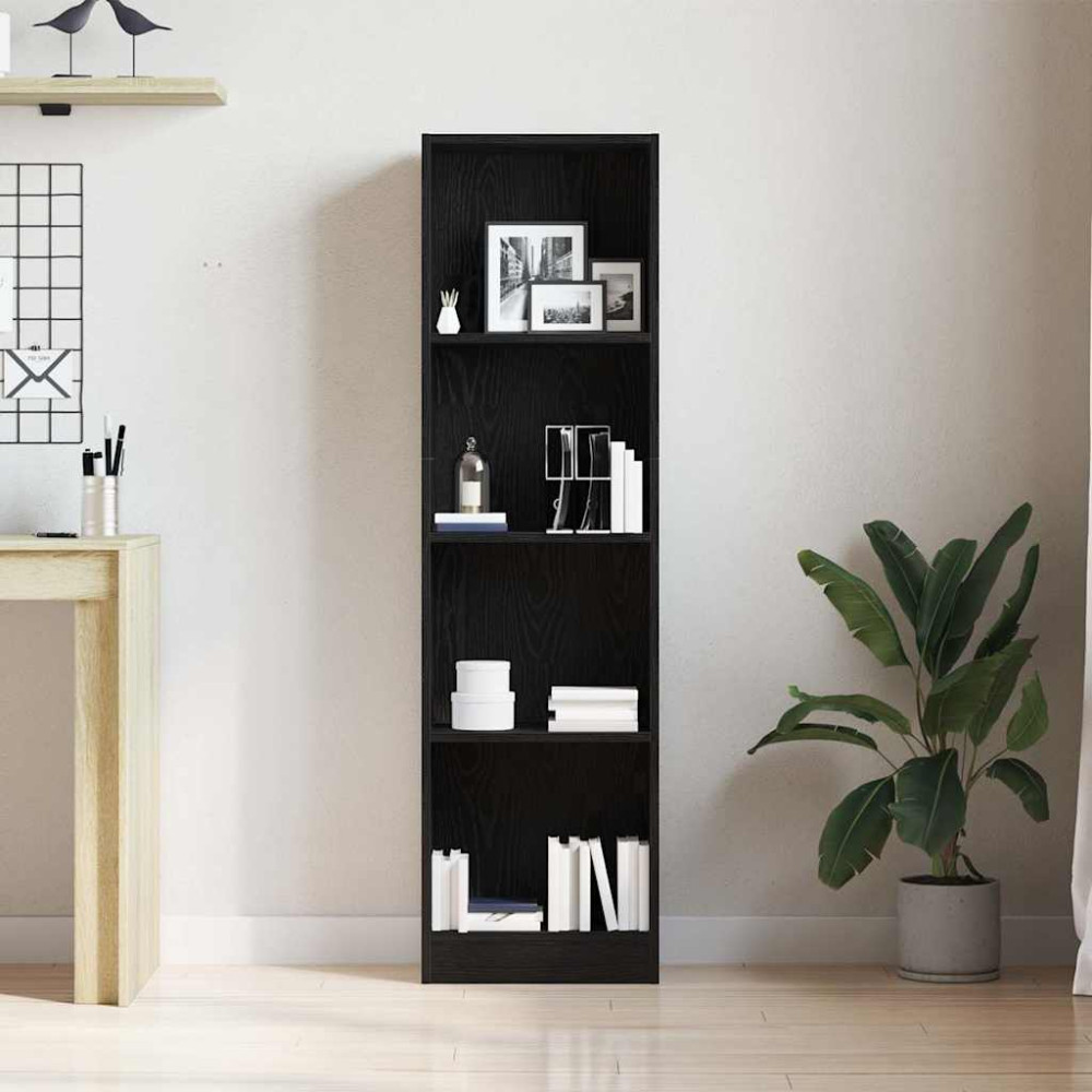 Produktbild för Bokhylla svart ek 40x24x143 cm konstruerat trä