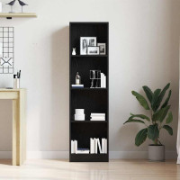 Produktbild för Bokhylla svart ek 40x24x143 cm konstruerat trä