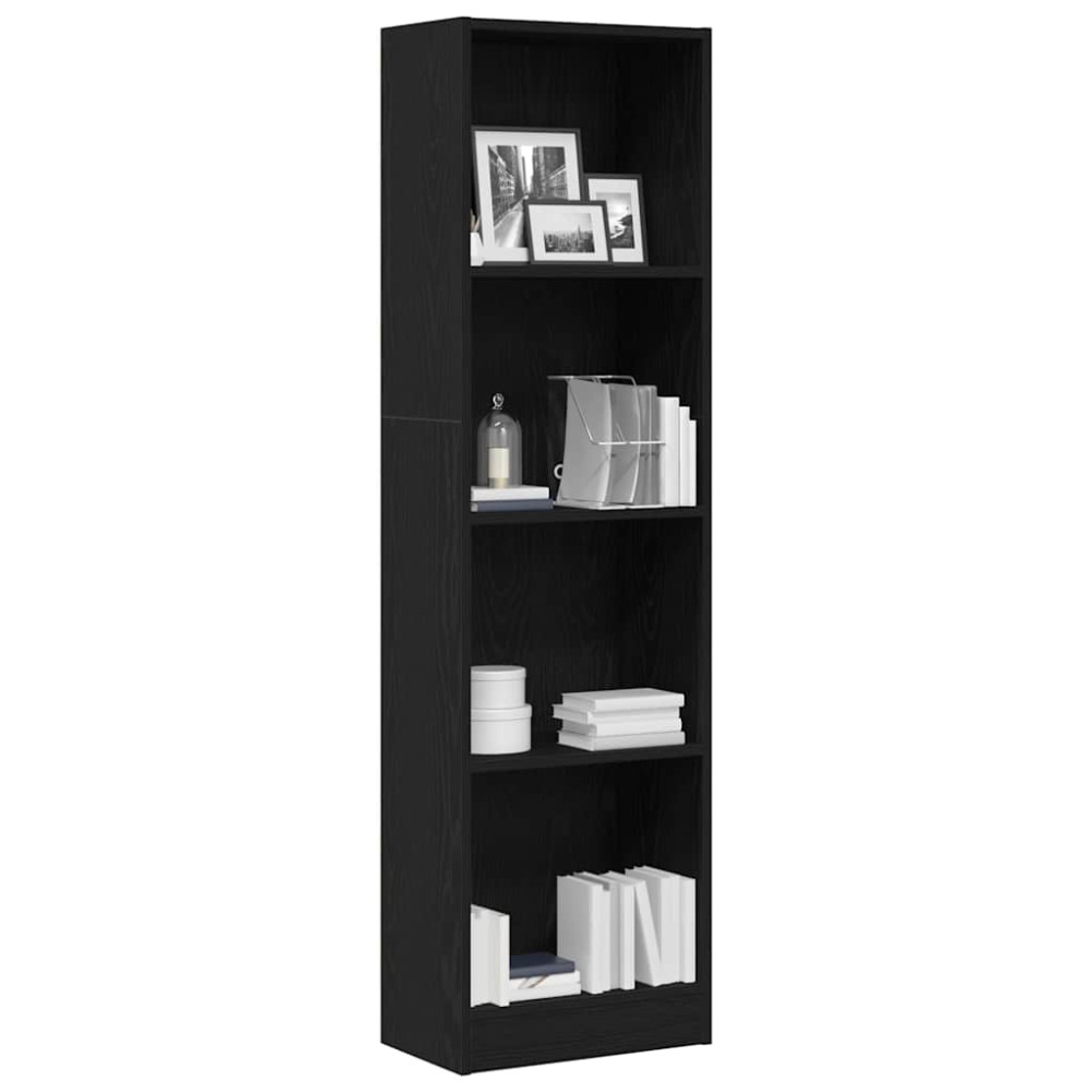 Produktbild för Bokhylla svart ek 40x24x143 cm konstruerat trä