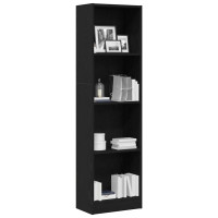 Produktbild för Bokhylla svart ek 40x24x143 cm konstruerat trä