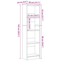 Produktbild för Bokhylla svart ek 40x24x143 cm konstruerat trä