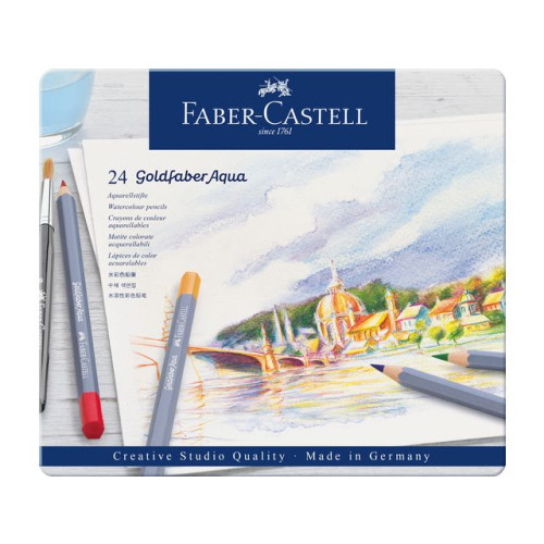 FABER-CASTELL Akvarellpenna Goldfaber plåtask 24/fp