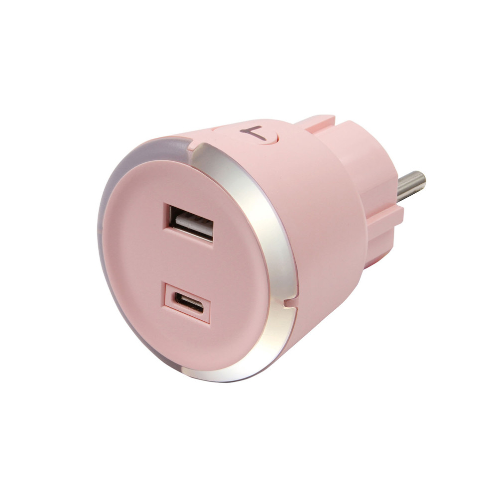 Produktbild för Safety Timer USB A+C 1-4 hours 3.4A Pink