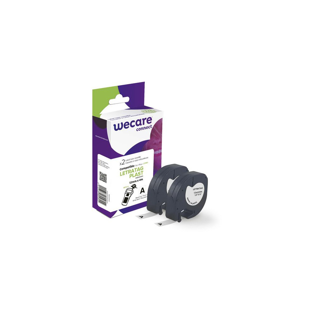 Produktbild för Tape WECARE Plast 12mmx4m sv på vit 2/fp