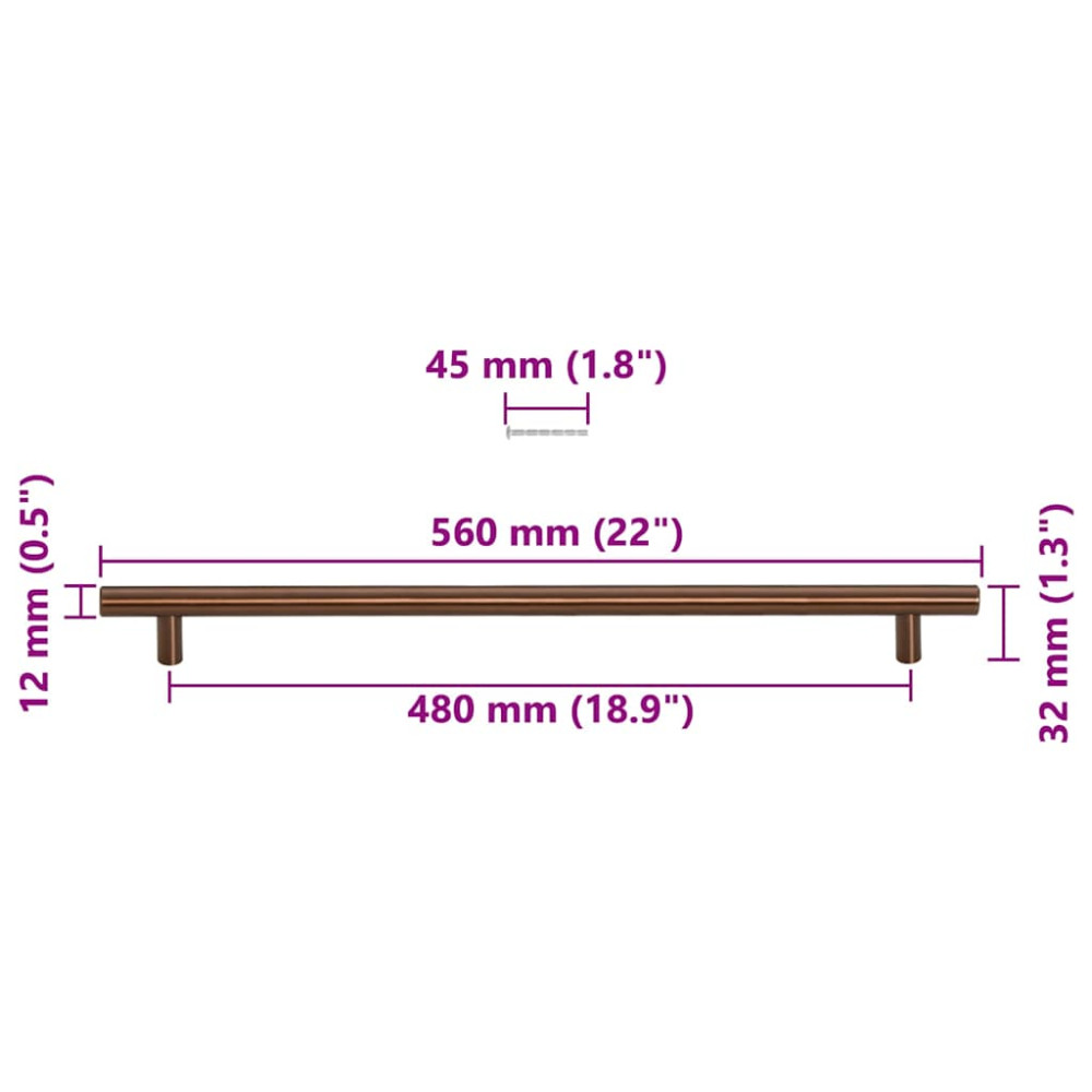 Produktbild för Skåphandtag 5 st brons 480 mm rostfritt stål