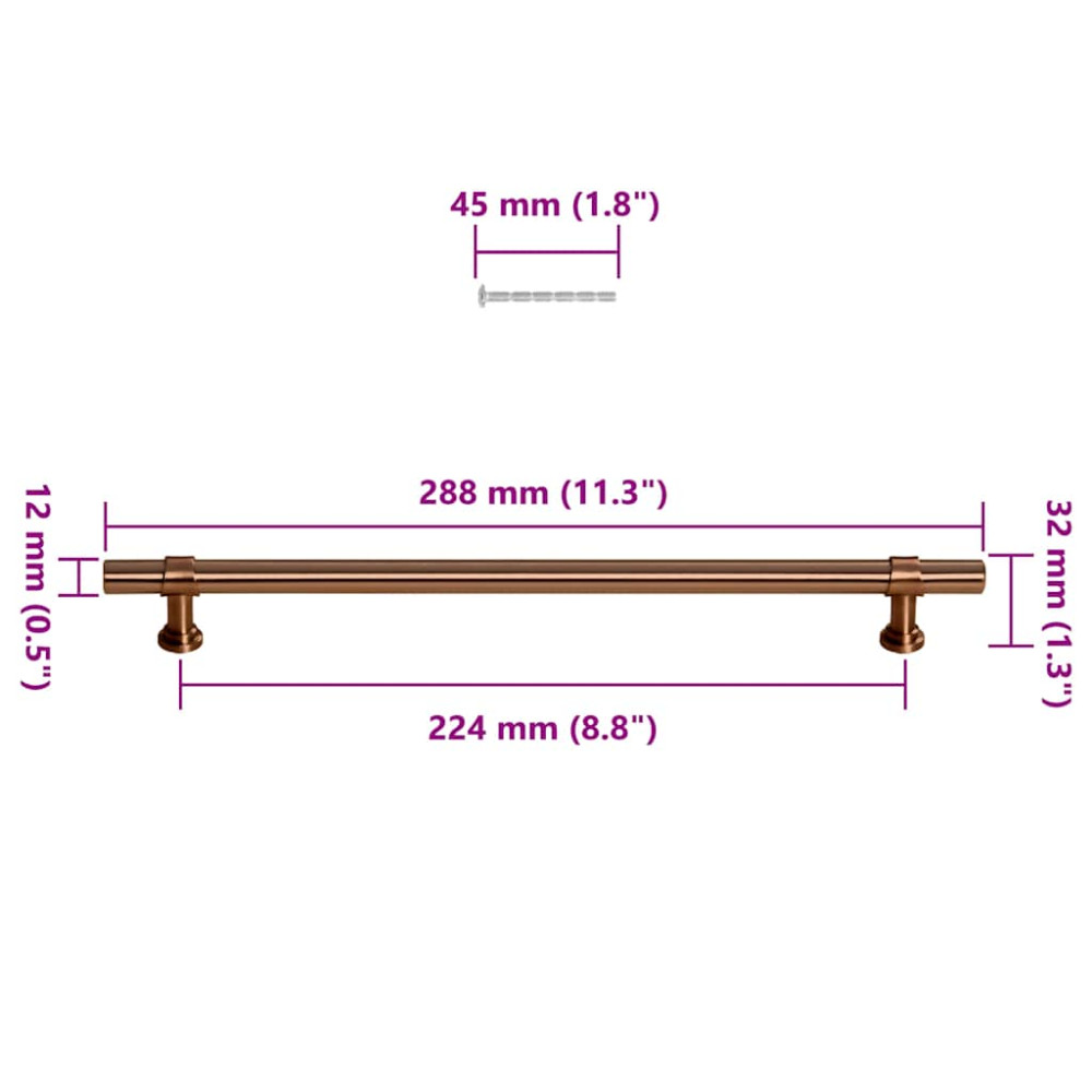 Produktbild för Skåphandtag 5 st brons 480 mm rostfritt stål