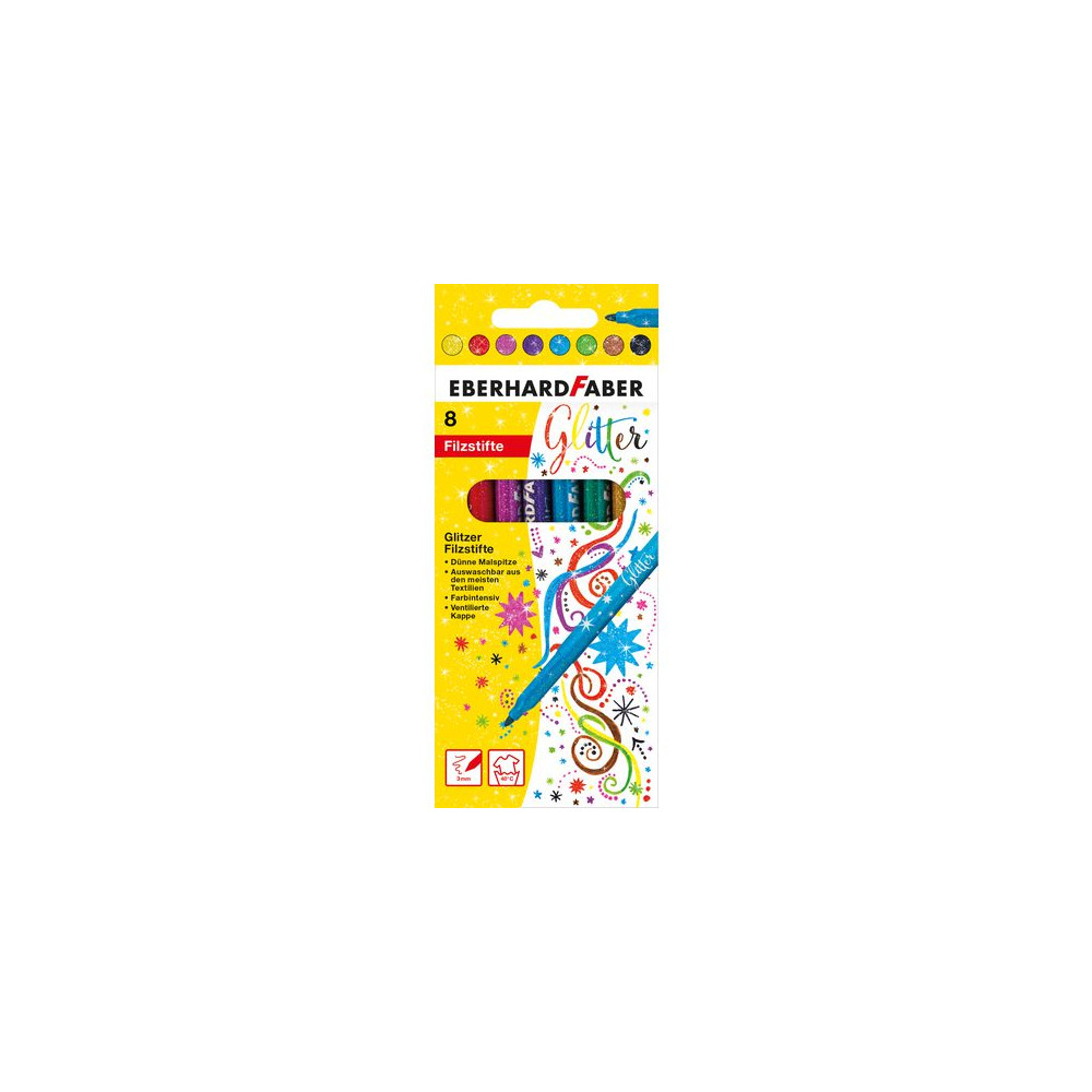 Produktbild för Fiberpenna FABER CASTELL Glitter 8/fp