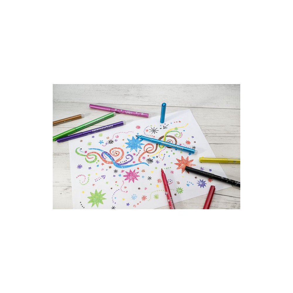 Produktbild för Fiberpenna FABER CASTELL Glitter 8/fp