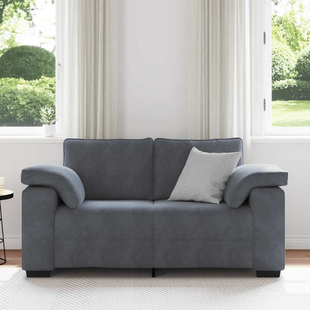 Produktbild för Loveseat soffa mörkgrå 160x77x82 cm sammet