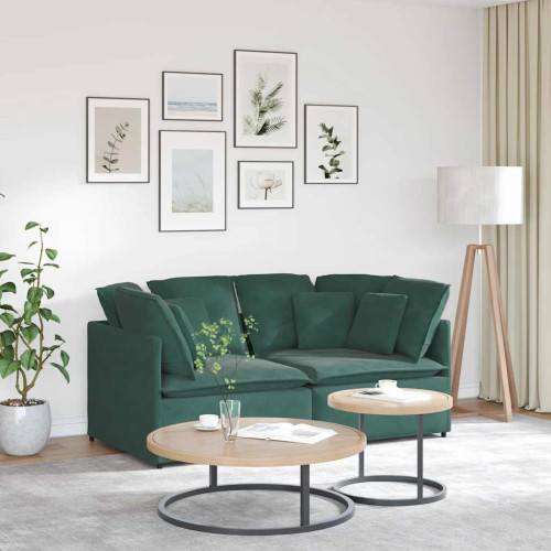 vidaXL Modulsoffa med dynor sammet mörkgrön