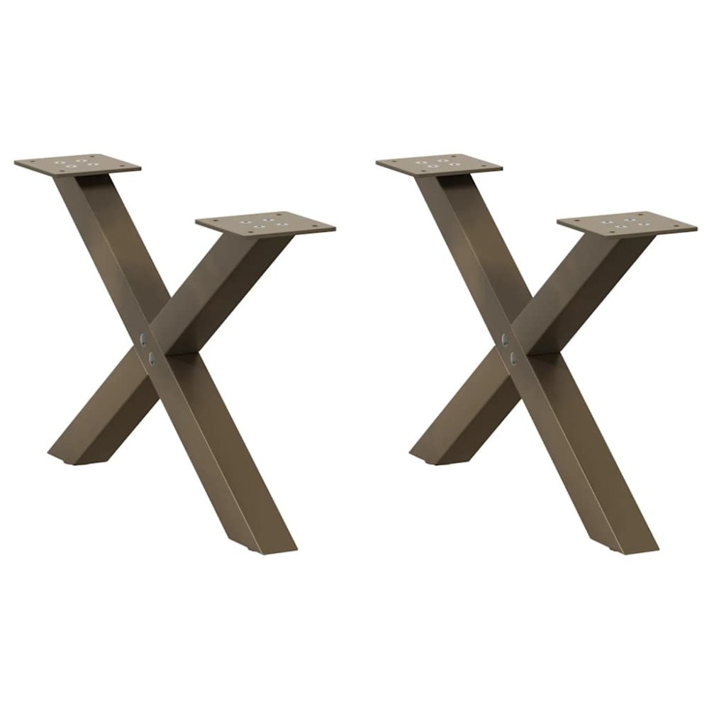 Produktbild för Soffbordsben X-formade 2 st naturstål 50x(30-31) cm stål