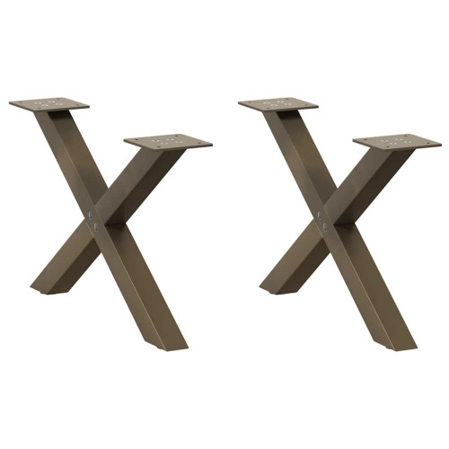 vidaXL Soffbordsben X-formade 2 st naturstål 50x(30-31) cm stål