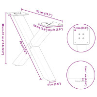 Produktbild för Soffbordsben X-formade 2 st naturstål 50x(30-31) cm stål