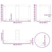 Produktbild för Soffbordsben T-formade 2 st svarta 40x25x(30-31) cm stål