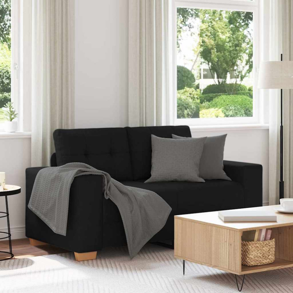 Produktbild för Loveseat soffa svart 160x77x82 cm tyg