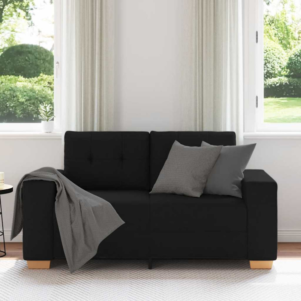 Produktbild för Loveseat soffa svart 160x77x82 cm tyg