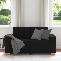 Produktbild för Loveseat soffa svart 160x77x82 cm tyg
