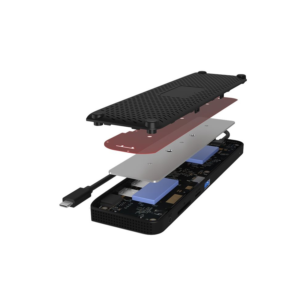 Produktbild för ICY BOX 11-in-1 Mobile with Triple Video Output - dockningsstation - USB-C - 2 x HDMI, DP - 1GbE