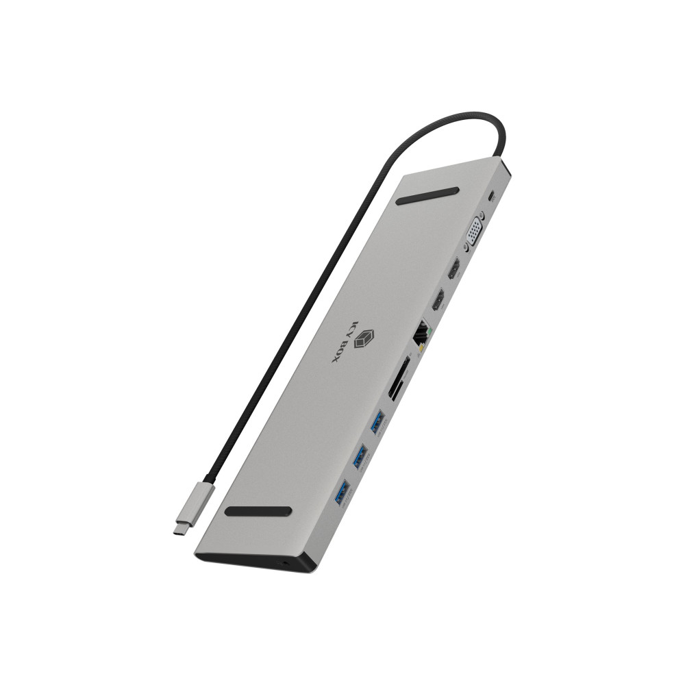 Produktbild för ICY BOX IB-DK2106a-CPD - dockningsstation - USB-C / Thunderbolt 3 - 2 x HDMI, VGA - 1GbE