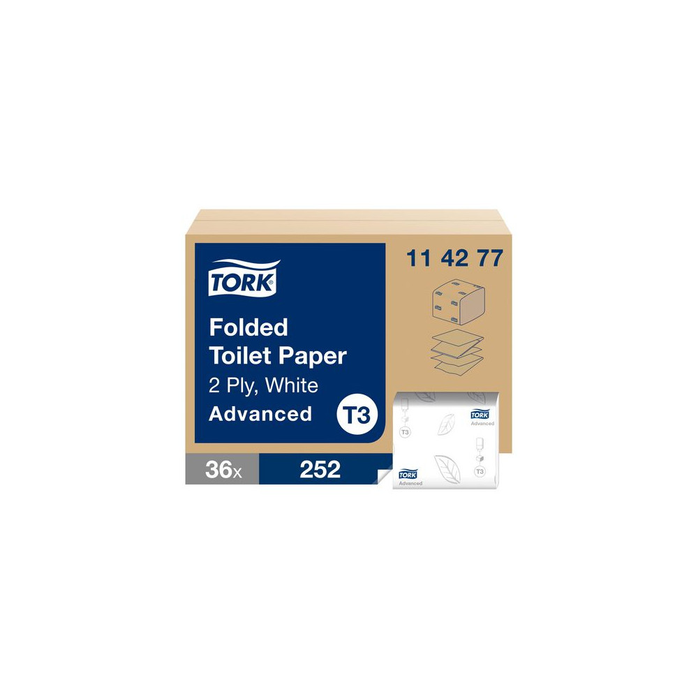 Produktbild för Toalettpapper TORK Adv T3 2-lag 252/fp