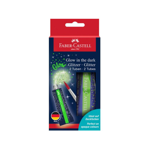 FABER-CASTELL Glitterfärg FABER Glow inthe dark 2x12ml