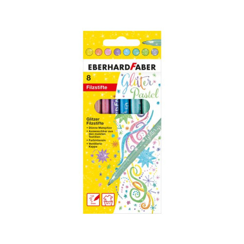 FABER-CASTELL Fiberpenna FABER Glitter pastel 8/fp