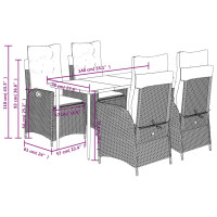 Produktbild för Matgrupp för trädgården med dynor 5 delar beige konstrotting